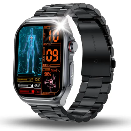 Smartwatch Zegarek Męski Angelo AT585 czarny EKG Połączenia Ciśnieniomierz Tętno Menu PL